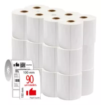 Kit 90 Rolos Etiquetas Adesivas Couche 100x15 0mm Branco