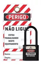 Kit Bloqueio Cadeado Preto + Etiqueta Não Opere Tagout Nr10