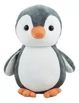 Pinguim Cinza Em Pelúcia Animais Marinhos Presente Fofo 32cm