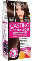 Kit Tintura L'oréal  Casting Casting Creme Gloss Tom 400 Castanho Natural Para Cabelo