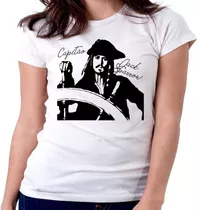 Blusa Feminina Camiseta Baby Look Capitão Jack Sparrow Pirat