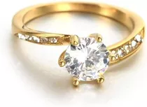 Anillo Oro 18k Solitario Bodas Cristales Eterno