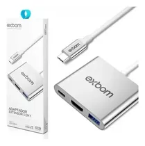  Hub Adaptador Hdmi 4k Tipo C Extensor 3 Em 1 Usb 3.0 Pd