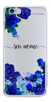 Capinha De Celular Diversos Compatível Nome Floral Azul