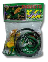 Kit 12 Insetos Animais Borracha Realista Brinquedo Pegadinha Cor Verde