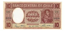 Billete De Chile 10 Pesos (1 Cóndor) Fechado 29-11-1944