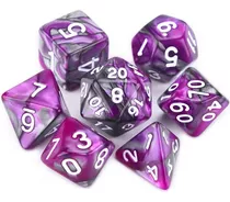 Dados Rpg Poliédrico Com Sete- Roxo Com Cinza C/ N° Branco