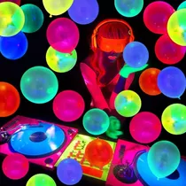 Pack 12 Globos Neon Fluorescentes Fiesta Cumpleaños Colores Color Amarillo Fluor