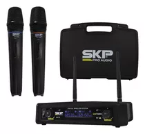 Micrófono Doble De Mano Skp Uhf-300d Negro Audioimport