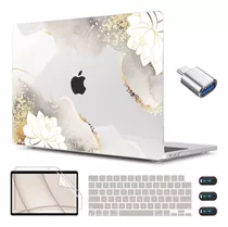 Hardcase + Protector Para Macbook Air M2 13 - Flores Doradas