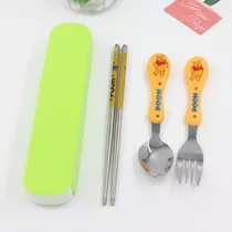 Set Cubiertos Infantiles Con Estuche Para Servicio Portatil