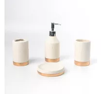 Juego De Baño Set X 4 Moderno Minimalista Color Crema