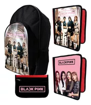 Mochila +2 Carpetas+ Cartu De Black Pink K-pop #330