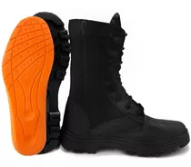 Coturno Militar Zíper Couro Airsoft Bota Tática + Palm Gel 