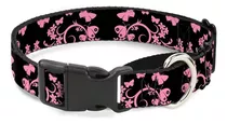 Collar De Perro Martingala Negro/rosa Butterfly Garden Con H