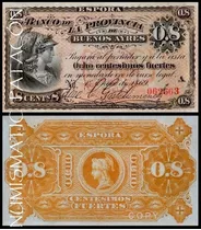 Billete 8 Centésimos Fuertes Buenos Aires 1869 - Copia 512