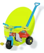 Velotrol Triciclo Infantil Com Empurrador Motoca Festa Azul