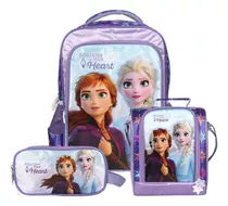 Pack Mochila Frozen Oficio Lonchera Cartuchera Disney Promo3