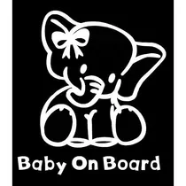 Pegatina De Vinilo  Baby Girl On Board Elephant  Coches...