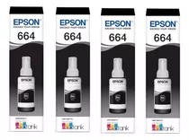 Kit 4 Refil T664 Epson L395 L365 L220 L455 L380 L375 Preto