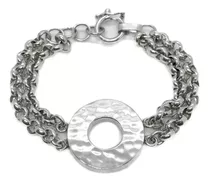 Pulsera Círculo Roló Doble Plata 925 20 Cm 