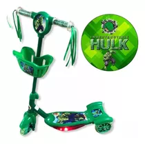 Patinete Musical Infantil Hulk C/ Cesto E Luzes