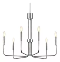 Candiles Modernos Largos 6 Luces Led Estilo Velas Plateado