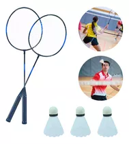 Kit Jogo Badminton Com 2 Raquetes + 3 Petecas + Bolsa