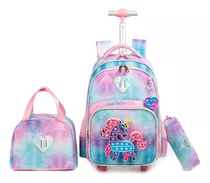 Kit Mochila Rodinhas Lancheira  Estojo Escolar Infantil