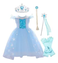 Elsa Princesa Frozen 2 Vestido De Fiesta + 4 Accesorios