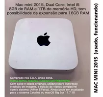 Mac Mini 2015 8gb Ram ,dual Core I5, 1tb De Hd, Cor Cinza