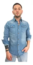 Customs Ba Camisa Entallada Celeste Camisas De Jean Azul