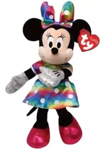 Pelucia Ty Beanie Babies Disney Minnie Vestido Colorido 3718