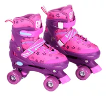 Patins Roller Star Rosa Com Kit De Proteção 34 Ao 37 Dm toys