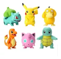 Set De 6 Bonecos Do Pokémon, Pikachu, Charmander Bulbassauro