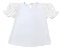 Remera Bullone Broderie Mini Anima  Algodón Bebé Kids Blanco