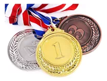 3 Medallas Aleación De Zinc Colores Oro Plata Bronce 6,6cm