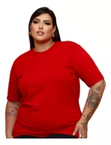 Camiseta Feminina Plus Size Básica 100% Algodão Lisa