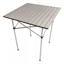 Mesa Plegable Errollable De Aluminio Con Bolso Iael Cg-004 Color Gris