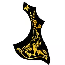Escudo Floral Dourado Adesivo Autocolante Para Violão Folk