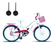 Bicicleta  De Passeio Forss Hello Aro 20 Freios V-brakes Cor Branco/rosa Com Rodas De Treinamento