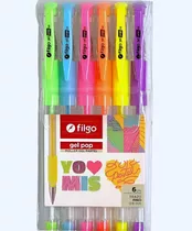 Lapicera Boligrafo Roller Ball Filgo Pop Pastel X6 Unid Color De La Tinta Surtida Color Del Exterior Cristal