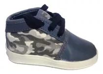 Zapatillas Botitas Camuflada De Cuero Y Lona 