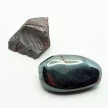 Pedra Hematita Bruta E Polida P/coleção 5cm Kit C/ 2 Gemas