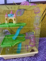 Jaula Para Hamsters Amarilla 3 Pisos Con Tubos 