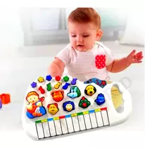 Teclado Musical Piano Fazendinha Som Animais Criança Bebê Cor Branco Fazendinha