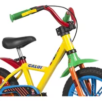 Bicicleta Aro 14 Infantil Com Rodinhas Zigbim Amarela Caloi Cor Colorida