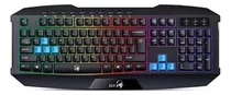 Teclado Gamer Genius Scorpion K215 Qwerty Inglés Us Color Negro Con Luz De 7 Colores