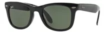 Anteojos De Sol Ray-ban Wayfarer Folding Classic Large Con Marco De Nailon Color Gloss Black, Lente Green De Cristal Clásica, Varilla Gloss Black De Nailon - Rb4105