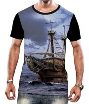 Camisa Camiseta Navio Pirata Alto Mar Veleiro Caravela Hd 3